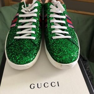 Green glitter ace sneakers